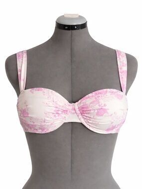 NWT Shade & Shore Pink Toile Bikini Top 34C Underwire Balconette Swim Bra